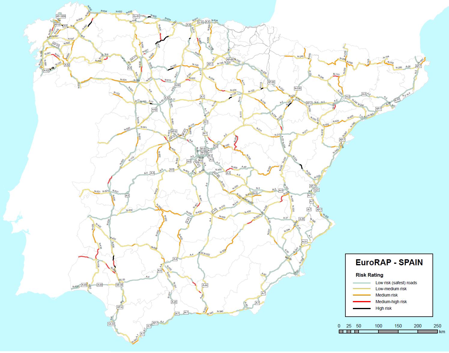 El mapa de las carreteras más peligrosas de España - Afiliación y Seguros