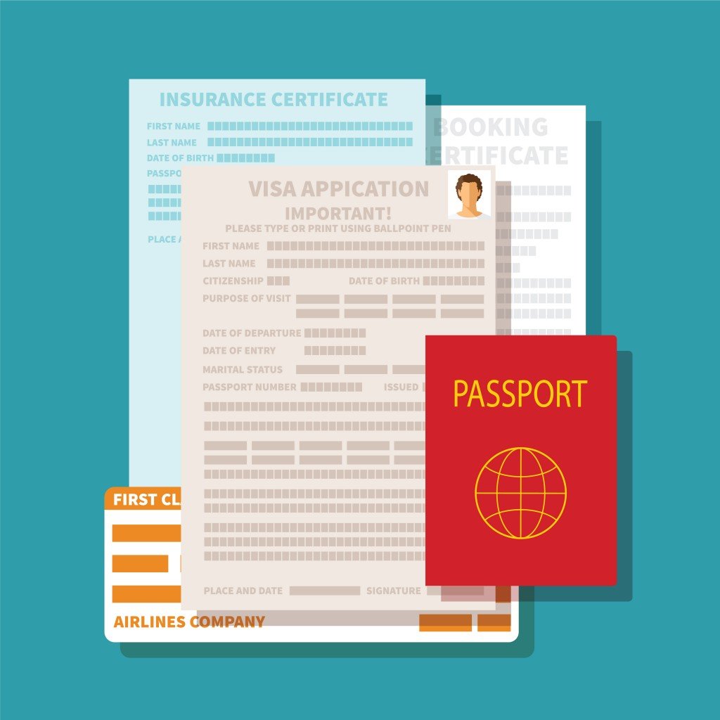 Vector concept of documents for visa application set
