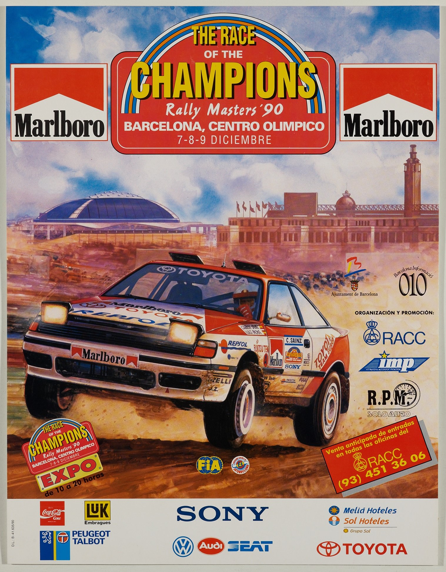 Poster oficial de la Carrera de Campeones Race of Champions ROC Barcelona 1990.