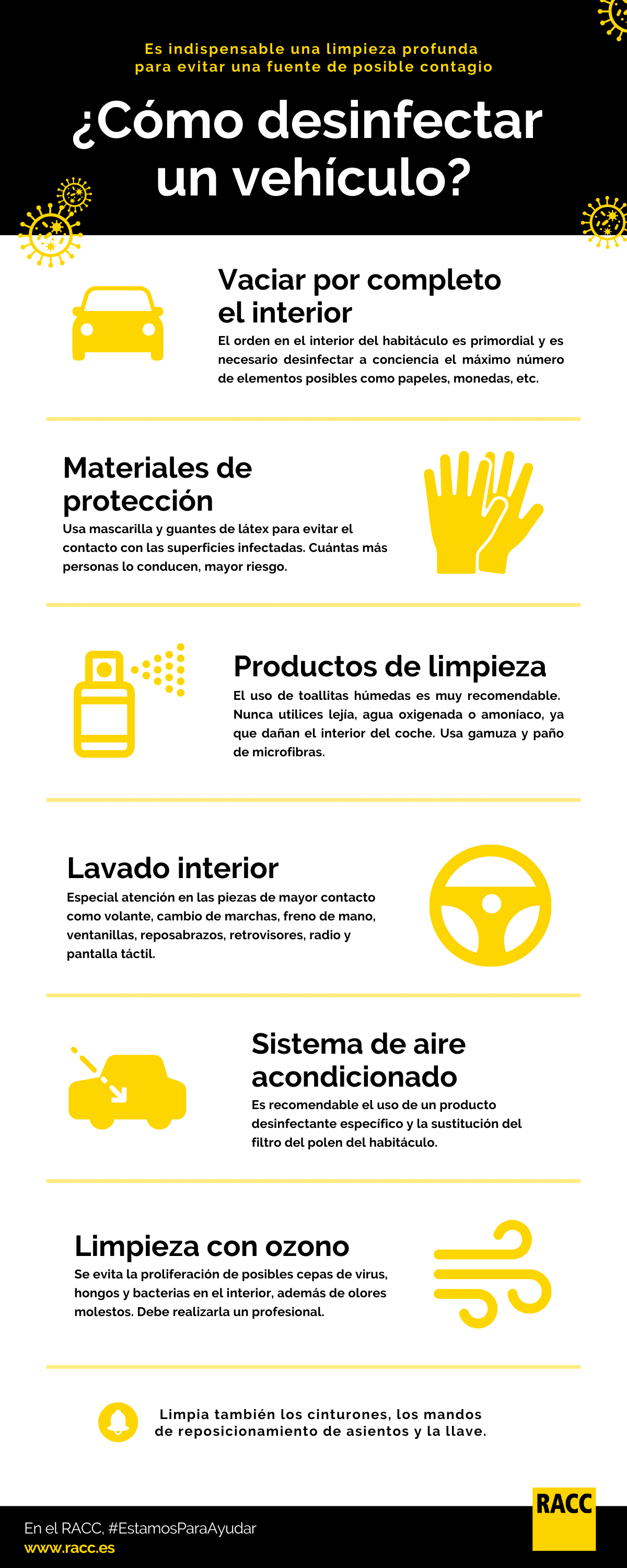 Cómo desinfectar tu coche - Limpieza interior