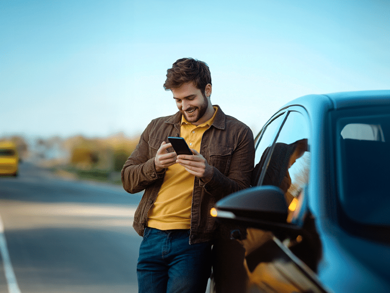 Hombre pidiendo asistencia al RACC en la carretera