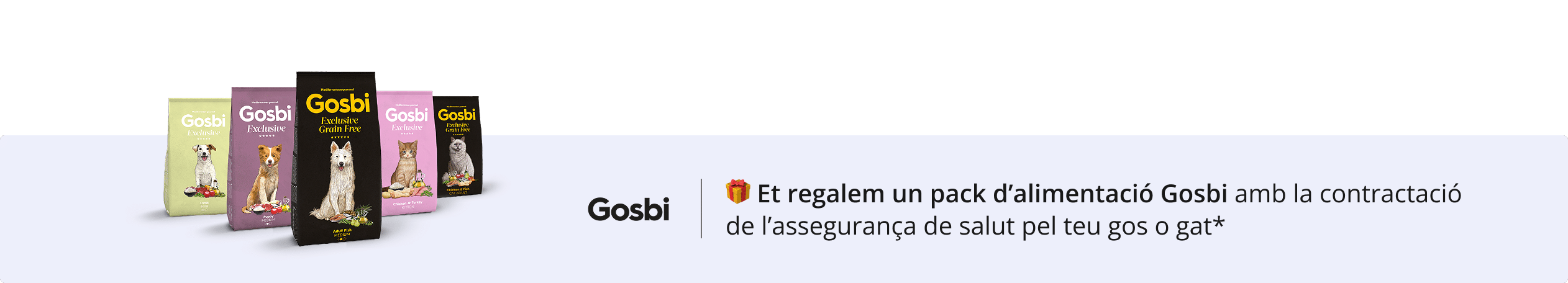 GOSBI Promoció menjar de mascotes Gosbi per la contractació d'una assegurança de mascotes