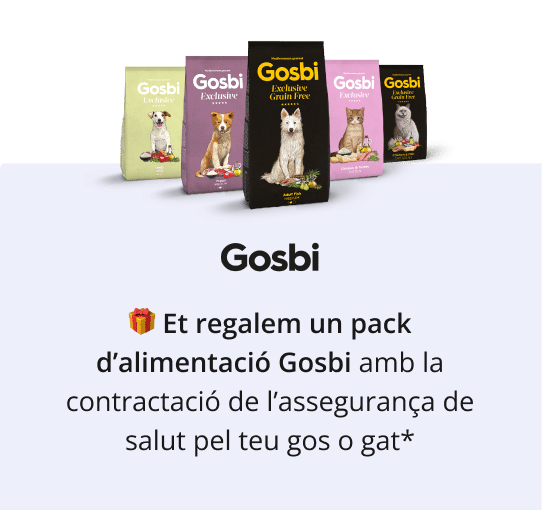 GOSBI Promoció menjar de mascotes Gosbi per la contractació d'una assegurança de mascotes