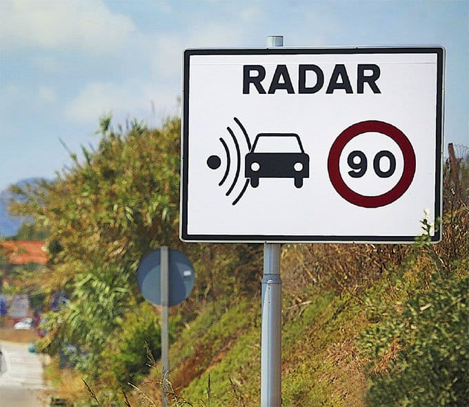 señalización de los radares