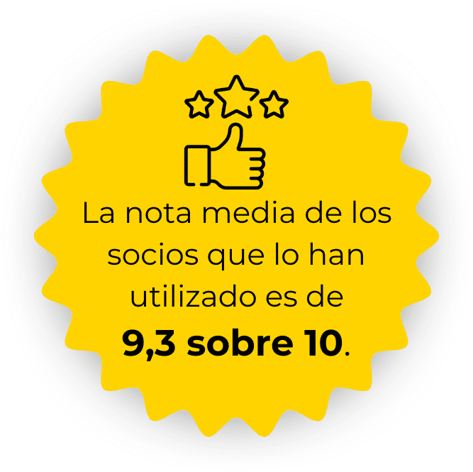 La nota media de los socios que lo han utilizado es de 9,3 sobre 10. (1)