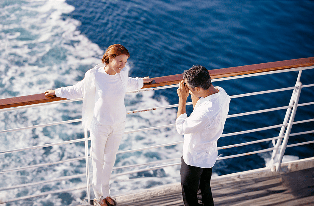 Taking Wife's Picture on Cruise Ship Deck