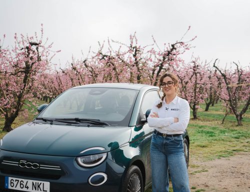 La floración de los melocotoneros en Aitona con un Fiat 500